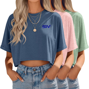 Camiseta Corta Moderna, Ropa Casual para Mujer, Atuendo Urbano Elegante, Top de Algodón Transpirable, Camiseta Corta Ajustada, Prenda de Moda - Product Image 5
