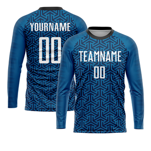 Maillot de football personnalisé sublimé pour garçons, bleu uni, manches courtes, anti-humidité, uniforme de football, service OEM, entraînement, nom d'équipe - Product Image 6