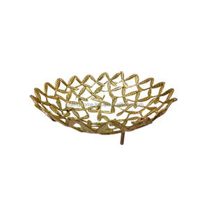 Grand panier de rangement rond en fil métallique doré fait à la main Bol à fruits élégant pour la décoration intérieure et l'artisanat naturel poli - Product Image 3