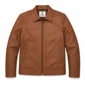 Giacca in Pelle Marrone Opaco <span class=keywords><strong>Inferno</strong></span> di Furat Leathers, Traspirante, Antivento, con Colletto Alto, Personalizzabile con Ricamo, Casual da Uomo - Product Image 1