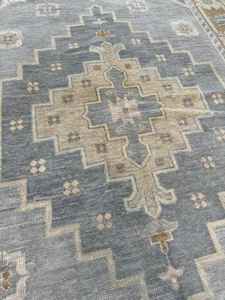 Alfombra Kashan Turquesa Tejida a Mano con Gancho - Lana/Seda Premium con Base de Látex, Alfombra Persa Geométrica Ecológica, 1 Pieza - Product Image 2