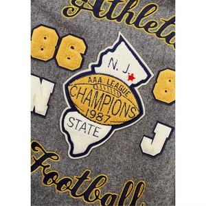 Nouvelle arrivée : veste varsity en cuir, neuve, de haute qualité, sur mesure, veste de baseball décontractée, veste bomber patchwork. - Product Image 6