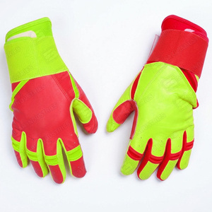 Guantes de Bateo de Cuero Rojos y Verdes con Cierre de Velcro, Unisex, para Adultos, Duraderos, Ecológicos, de Secado Rápido, Tallas XXL y XL - Product Image 3