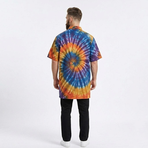 Tie Dye Barber Grooming Smock <b>Apron</b> Men \ <b>Half</b> Sleeve Shirt Turn Down Neck Grooming Smock Cape \ Professional Barber Jacket - Product Image 2