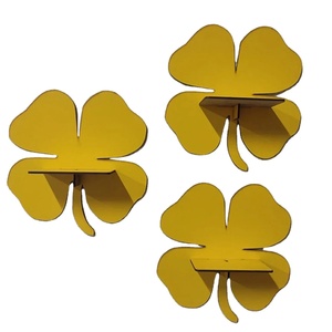 Yellow leaf clover wooden <b>shelf</b> wall mounted storage <b>shelves</b> for home hotels living room kitchen bathroom home decor accessories - Product Image 1
