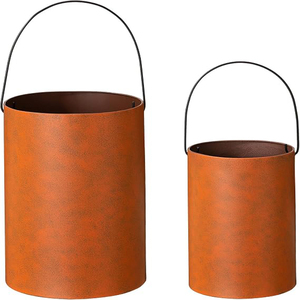 Set of 3 Rustic Galvanized Metal <b>Lantern</b> Pumpkin Decorative Halloween Votive Candle Holder <b>Lanterns</b> Indoor Outdoor Decoration - Product Image 4