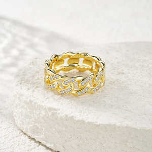 Bague Éternité Chaîne Massif en Or Massif 9K 10K 14K 18K avec Diamant de Laboratoire Rond Brillant Couleur DEF Clarté VS VVS - Product Image 1