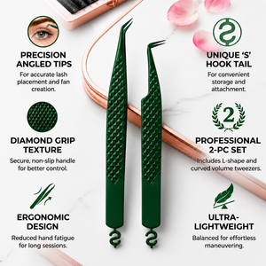 Pinzas para Pestañas Verdes con Punta Suave y Diseño de Precisión - Product Image 5
