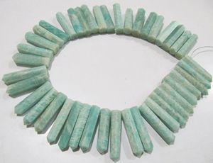 Cuentas facetadas de amazonita verde natural genuina en forma de lápiz puntiagudo de 1 pulgada de largo, se venden por hebra de 13 pulgadas, EMINENT JEWEL - Product Image 3