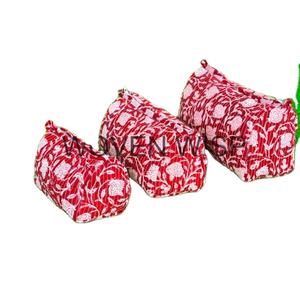 Printed Makeup <b>Bag</b> Handmade Pouch <b>Toiletry</b> <b>Bag</b> Cosmetic Travel Organizer Accessory <b>Bag</b> Wholesale Manufacture Quilted Block - Product Image 1