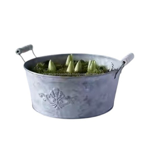 Maceta de metal de hierro de alta calidad, maceta galvanizada duradera, Ideal para decoración de hogar y jardín, disponible en varios diseños y tamaños - Product Image 2