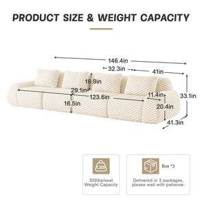 Divano Moderno Modulare Oversize a 4 Posti in Tessuto Flanella con Seduta Profonda e Fibbia per Soggiorno - Product Image 4