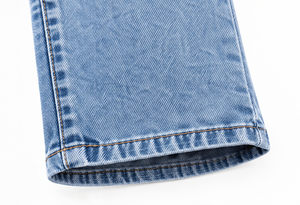 Pantalones Casuales de Mezclilla para Hombre, Corte Recto, Jacquard Texturizado, Algodón Elástico, Ecológicos, Transpirables, Lavado Medio, 5 Bolsillos - Product Image 4