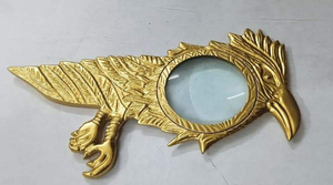 Loupe à main décorative avec poignée en métal en forme d'aigle et finition jaune, loupe de lecture pour bureau, bibliothèque, décoration - Product Image 5