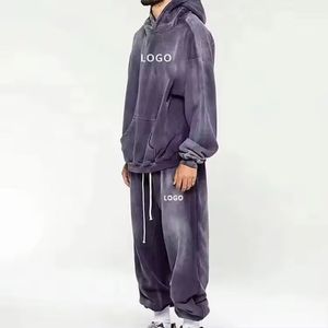 ชุดวอร์มพิมพ์ลายทั้งตัวแบบสตรีทแวร์ 400 กรัม ชุดเซ็ต 2 ชิ้น เสื้อฮู้ดดี้ผ้าฝ้ายเทคฟลีซดีไซน์เนอร์ สำหรับผู้ชาย - Product Image 1