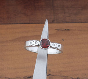 925 Sterling <b>Silver</b> Bezel Setting Red Garnet Gemstone Brilliant Cut Handmade Classic <b>Boho</b> Dainty Solitaire Wedding <b>Ring</b> - Product Image 1