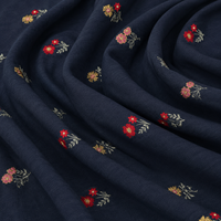 Tissu en jean brodé avec dentelle en maille, textile pour vêtements, tissu personnalisé pour sacs, vente en gros, exportation mondiale, USA