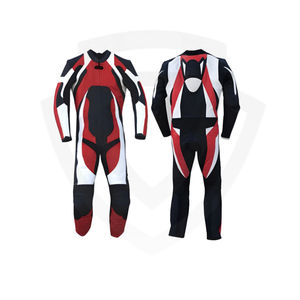 Combinaison de moto en cuir respirante personnalisée pour hommes avec coutures de haute qualité, logo en caoutchouc brodé et impression - Product Image 1