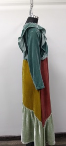 Boho Velvet Maxi <b>Dress</b> O-Neck Ruffle Sleeve Color Blocked <b>Loose</b> Fit Autumn Casual <b>Dress</b> - Product Image 3