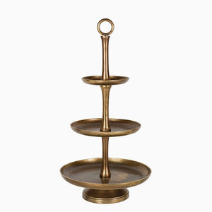 Three Tier Copper Cake Stand <b>Round</b> Dessert Display Multi Layer Serving <b>Tray</b> For Party Cupcake Presentation - Product Image 3