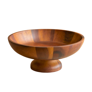 Grande corbeille à fruits sur piétement en bois d'acacia massif, bol de service surélevé pour centre de table de cuisine et décoration intérieure - Product Image 1