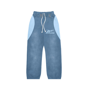 Ensemble de survêtement personnalisé léger grande taille avec panneaux, pantalon évasé délavé à l'acide, sweat à capuche streetwear avec panneaux latéraux, en coton - Product Image 5