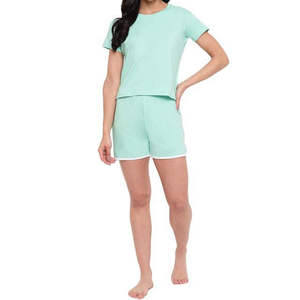 Ensembles pour femmes, vêtements décontractés d'été, t-shirts et shorts confortables, ensembles 2 pièces, 100% coton, service OEM ODM, ensembles jumeaux en vente - Product Image 1