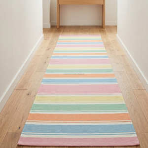 Colorful Striped Cotton Area Rug Rectangle Modern Flat Weave <b>Washable</b> Hallway Rug Red Yellow Green Blue Orange White <b>Runner</b> Rug - Product Image 2