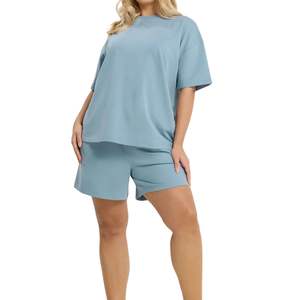 Conjunto de Camiseta y Pantalones Cortos Oversize para Mujer, Ropa Casual de Verano de Dos Piezas, Traje Deportivo de Algodón, Venta al Por Mayor OEM - Product Image 3