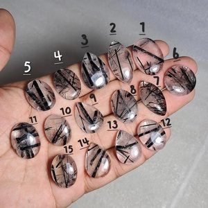 Quartz Rutile Noir, Pièces Uniques Assorties, Cabochons de Pierres Précieuses en Vrac pour la Fabrication de Bagues, Pendentifs, Bracelets en Macramé, Boucles d'Oreilles et Bijoux - Product Image 2