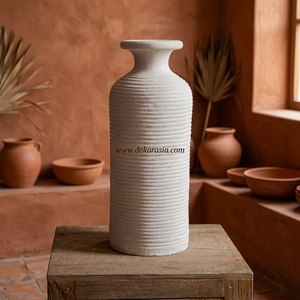 Jarrón Alto Rústico de Terracota Blanca Lisa Girar S, Botella Artesanal de Cerámica, Urna Decorativa para Mesa, Personalizable - Product Image 6