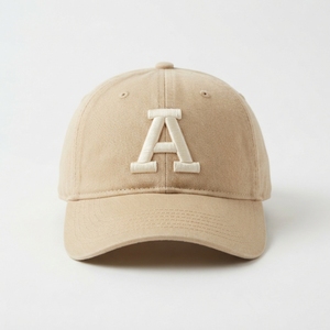 Gorra de Béisbol de Lona Beige de 5 Paneles con Letra 'a' Bordada en Blanco en la Parte Delantera, Ajustable, Unisex, Casual, para las Cuatro Estaciones - Product Image 1