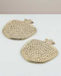 Ensemble de 4 dessous-de-verre décoratifs et utilitaires en forme d'ananas, finition dorée de qualité supérieure, design moderne aux motifs fruités - Product Image 1