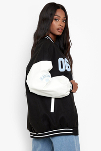 Nouvelle arrivée : veste bomber oversize noire personnalisée pour femmes, veste de baseball pour femmes - Product Image 5
