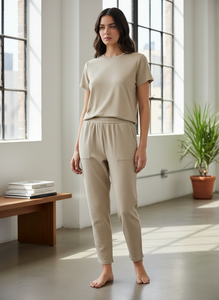 Conjunto de Pantalón y Camiseta de Verano Unisex de Primera Calidad, 100% Algodón Tejido, Liso, Servicio OEM, Colores y Tallas Personalizables - Product Image 4