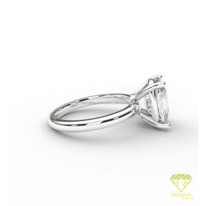 Bague de fiançailles solitaire en diamant de laboratoire taille ovale en or blanc, classique à quatre griffes, pour femme - Product Image 5