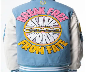 Blouson universitaire grande taille pour homme, personnalisable, uni, avec manches en cuir, vente en gros, blouson vierge en toile, blouson universitaire - Product Image 2