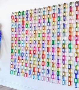 Sculpture murale en chaîne de maillons pour décoration intérieure, installation verticale en acrylique, rideau en résine multicolore - Product Image 5