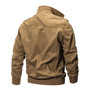 Chaqueta Bomber Negra para Hombre, de Lona, Resistente al Viento, Casual, con Cuello Alto, Cierre de Cremallera, Color Sólido, Corte Regular, para Otoño - Product Image 4