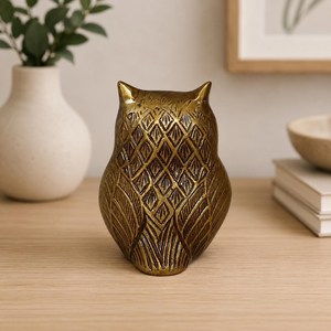 Figura Decorativa de Búho en Latón Macizo Hecha a Mano por SHUBHAM, Adorno para Hogar, Oficina, Estante, Mesa y Regalo - Product Image 5
