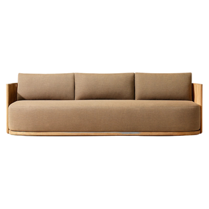 Premium Minimalist Solid Teak Wood Outdoor <b>Sofa</b> Luxury Upholstered Patio Couch Three Seaters Contemporary Lounge Furniture - Product Image 2