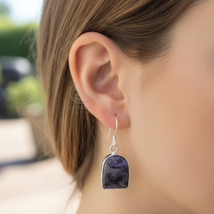 Natural Charoite 925 Sterling Silver Handmade Drop Earrings <b>Unique</b> Boho Statement Jewelry <b>Gift</b> <b>For</b> Women Purple Gemstone <b>for</b> <b>her</b> - Product Image 2