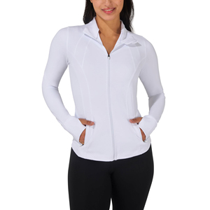 เสื้อแจ็คเก็ตโยคะแขนยาวทรงสลิมฟิตสำหรับผู้หญิง ขายส่งแบบ OEM เหมาะสำหรับออกกำลังกายและเล่นโยคะ มีซิป - Product Image 4