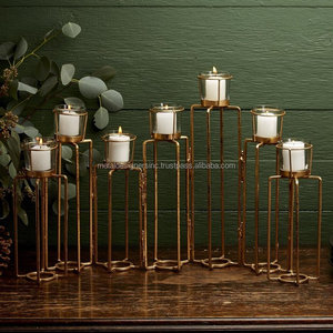 Gran estilo contemporáneo Metal dorado hecho a mano Día de San Valentín decoración del hogar 8 portavelas de té - Product Image 3