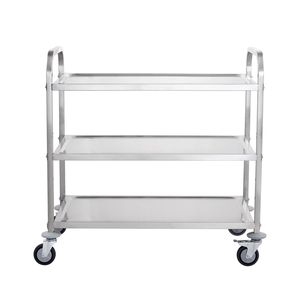 Carrello da Cucina a 3 Ripiani con Capacità di 450 Libbre, Carrello di Servizio in Acciaio con Ruote, Carrello Portaoggetti in Metallo con Capacità di 450 Libbre - Product Image 2