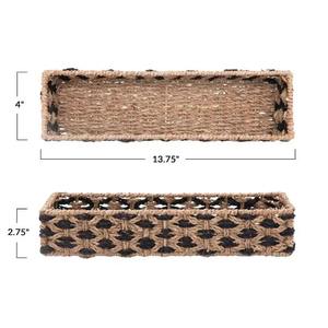 Panier rectangulaire tissé à la main avec cadre en fer robuste, idéal pour l'organisation des comptoirs de salle de bain ou de chambre, un indispensable pour l'organisation des étagères. - Product Image 2