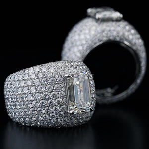 Bague de Luxe en Argent Sterling 925 avec Moissanite Taille Émeraude, Pavé Glacé, Bague Bling Tendance pour Hommes et Femmes, Bijoux Hip Hop, Cadeaux - Product Image 2