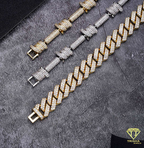 Chaîne cubaine en moissanite et diamant, en argent sterling 925, bijoux de luxe style hip-hop, collier pour hommes et femmes, importateurs de bijoux - Product Image 4