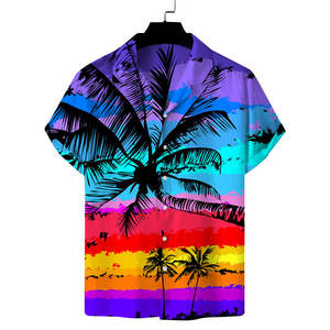 Chemise hawaïenne à manches courtes en coton à imprimé floral pour homme, logo personnalisé, tailles XL XXL, anti-plis, respirante, décontractée, tricotée pour l'été - Product Image 3