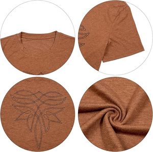 Camisas Western para Mujer, Camisa con Bordado Boot Stitch, Camiseta Vintage, Top Oversize de Manga Corta con Estampado Musical - Product Image 5